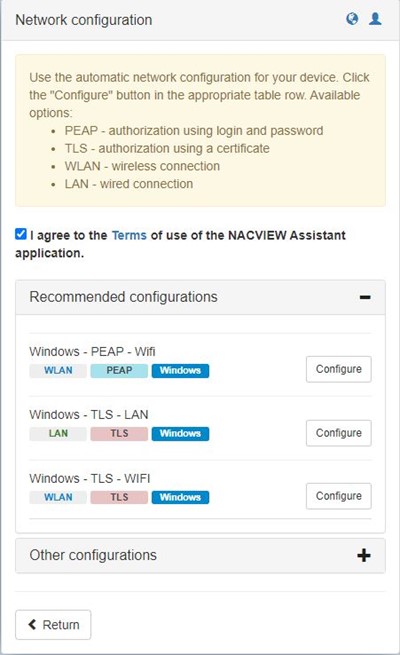NACVIEW Assistant - konfiguracja dla systemu operacyjnego
